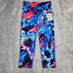 Athleta Leggings Womens Small Blue Floral Superimpose Chaturanga Capri NEW